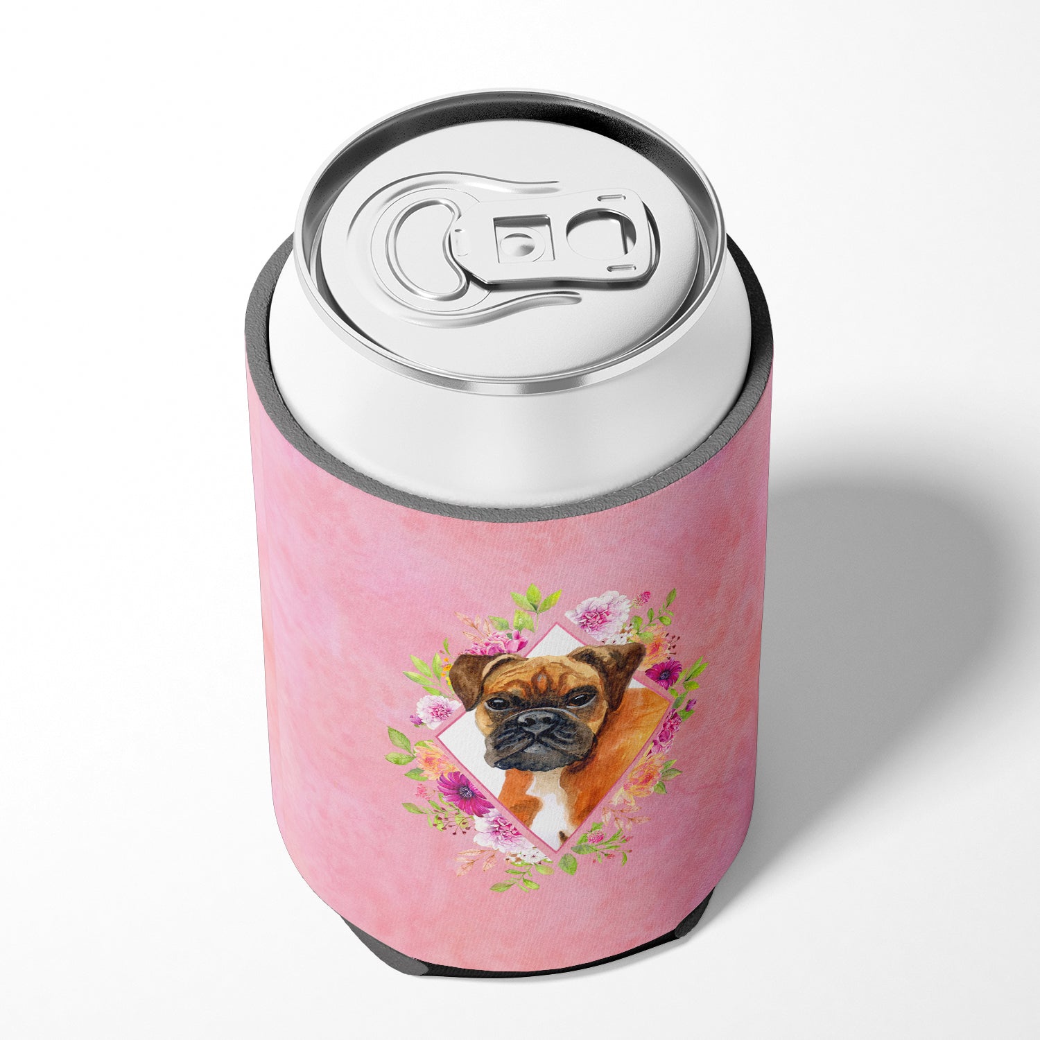 German Boxer Pink Flowers Can or Bottle Hugger CK4145CC  the-store.com.