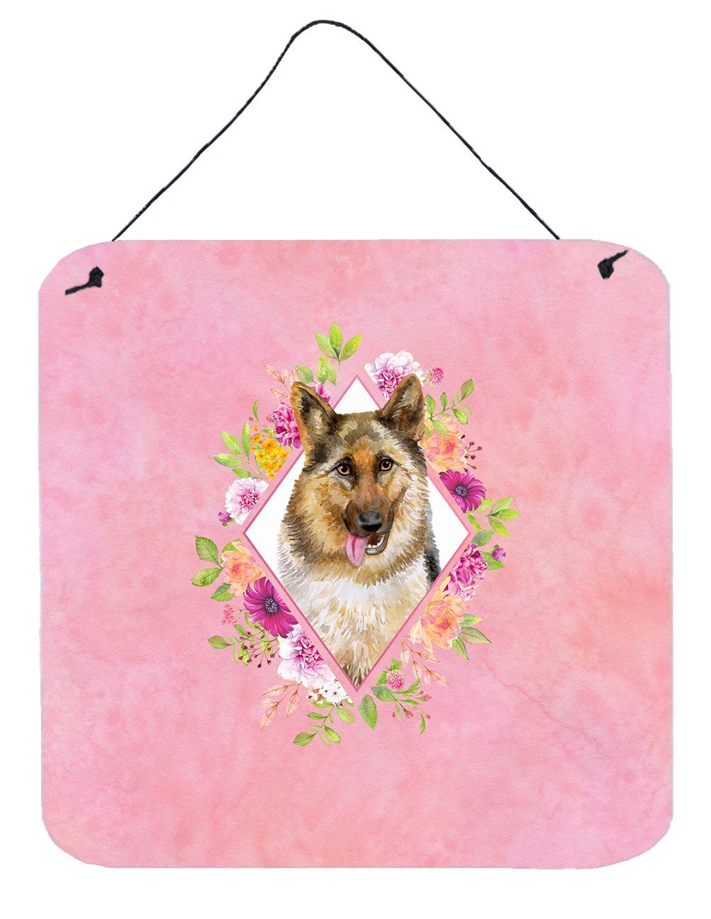 German Shepherd #1 Pink Flowers Wall or Door Hanging Prints CK4146DS66 by Caroline's Treasures