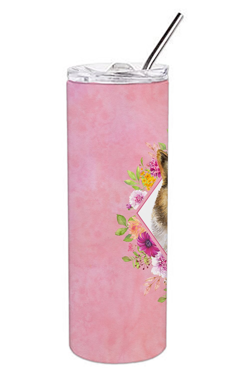 German Shepherd #1 Pink Flowers Double Walled Stainless Steel 20 oz Skinny Tumbler CK4146TBL20 by Caroline's Treasures