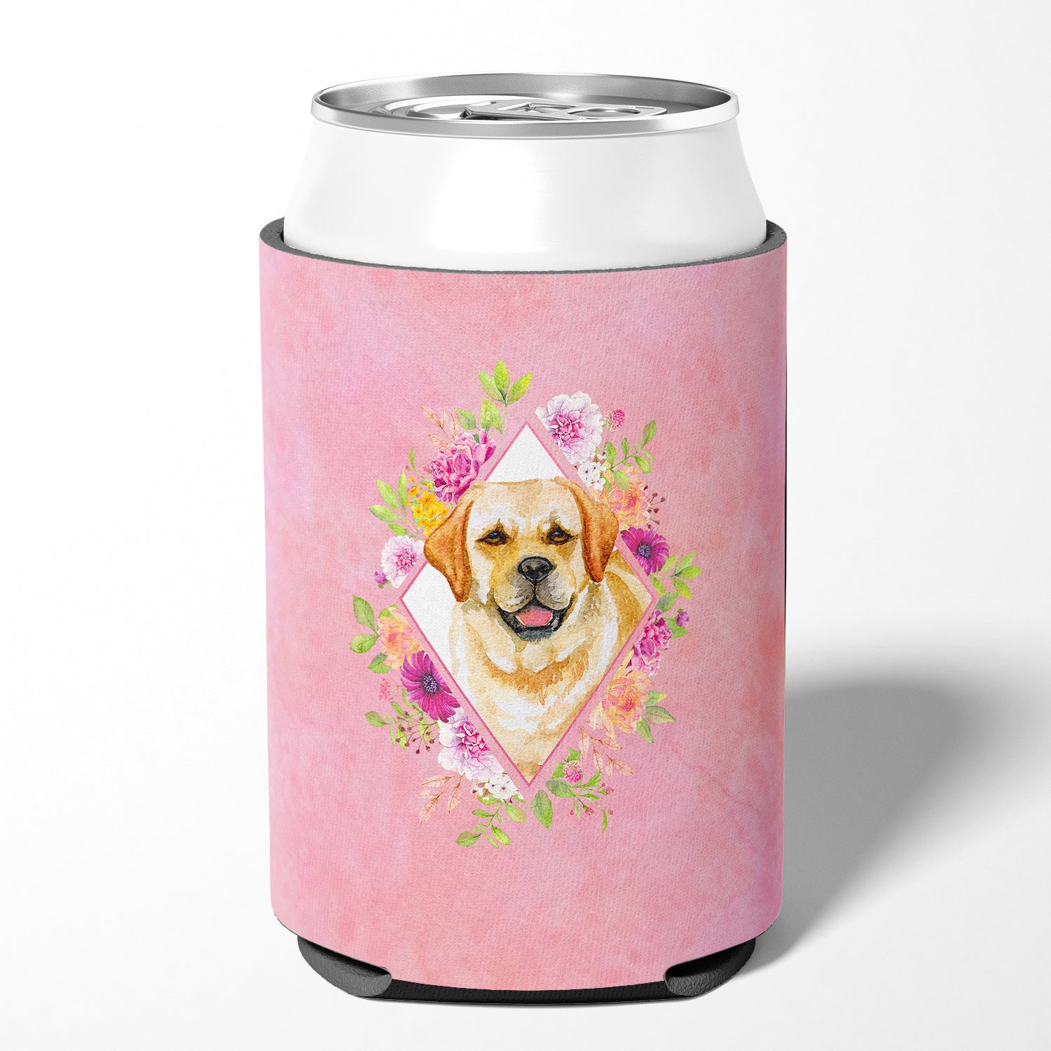 Golden Retriever Pink Flowers Can or Bottle Hugger CK4149CC  the-store.com.