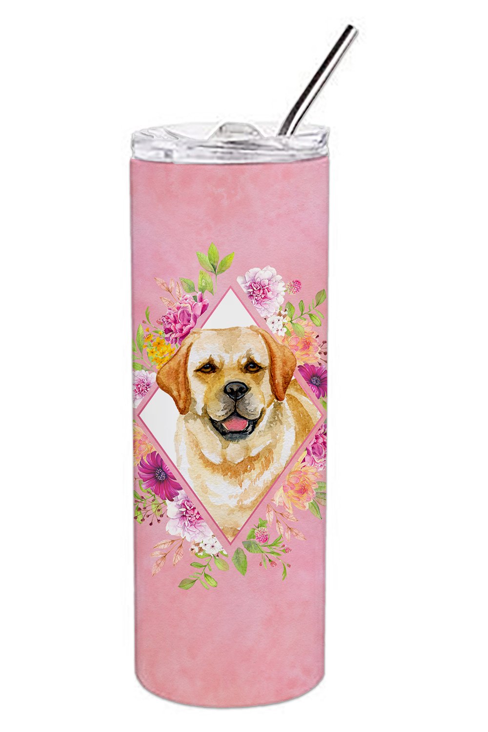 Golden Retriever Pink Flowers Double Walled Stainless Steel 20 oz Skinny Tumbler CK4149TBL20 by Caroline's Treasures