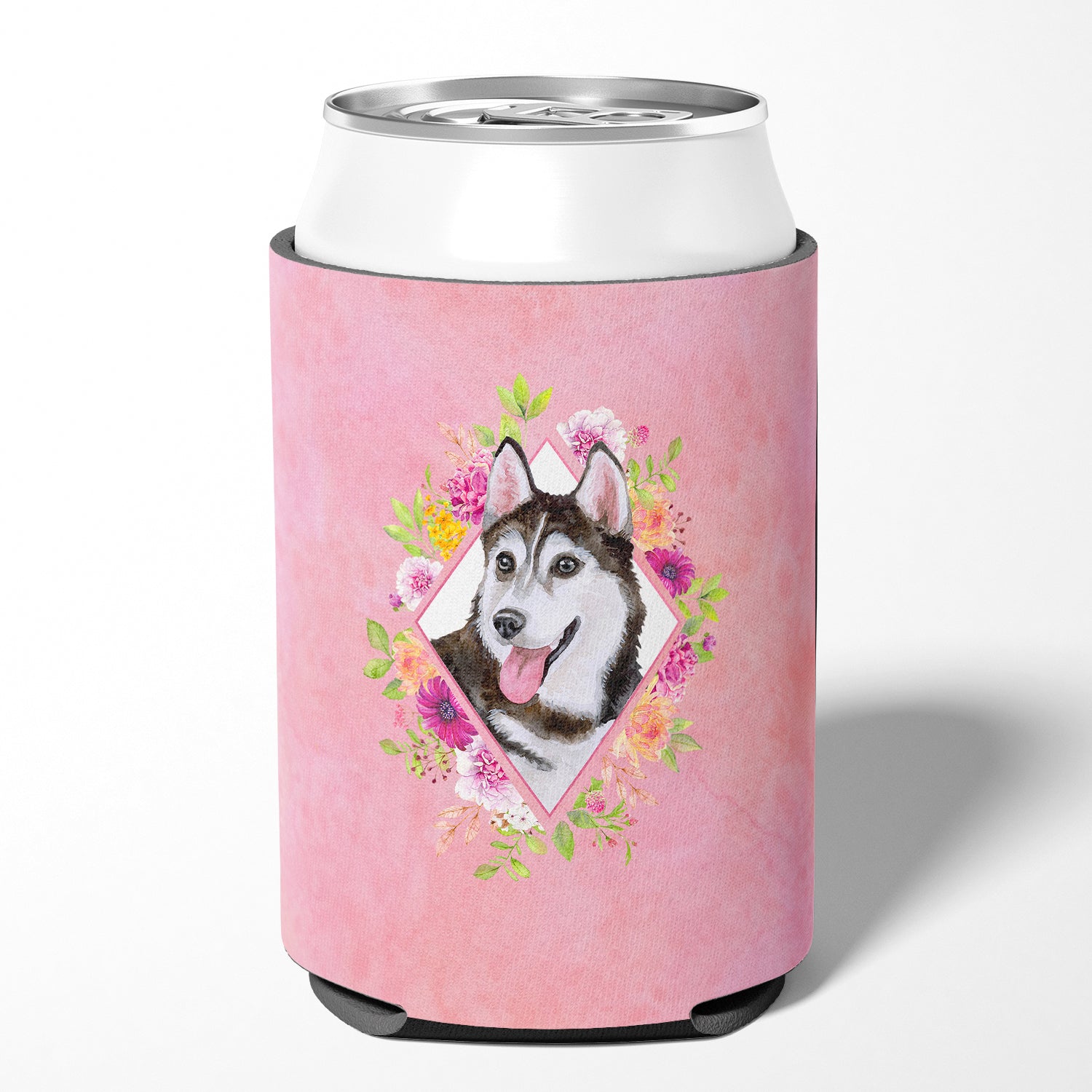 Siberian Husky #1 Pink Flowers Can or Bottle Hugger CK4151CC  the-store.com.