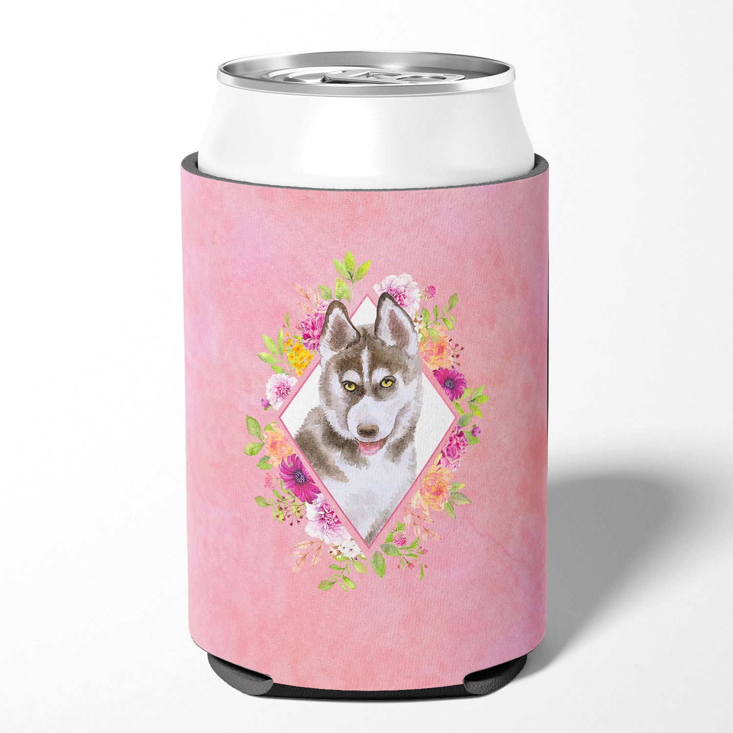 Siberian Husky #2 Pink Flowers Can or Bottle Hugger CK4152CC  the-store.com.