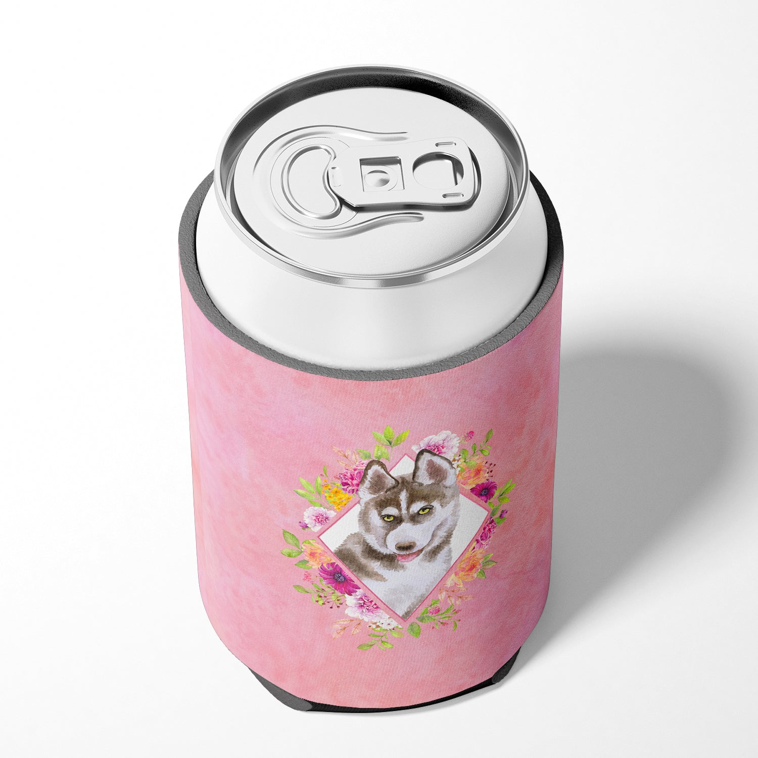 Siberian Husky #2 Pink Flowers Can or Bottle Hugger CK4152CC  the-store.com.