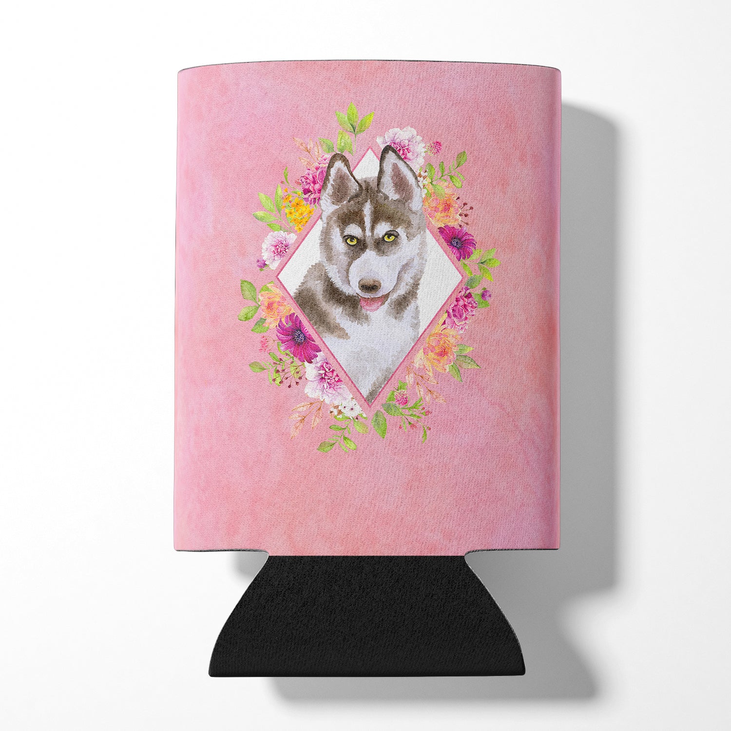 Siberian Husky #2 Pink Flowers Can or Bottle Hugger CK4152CC  the-store.com.