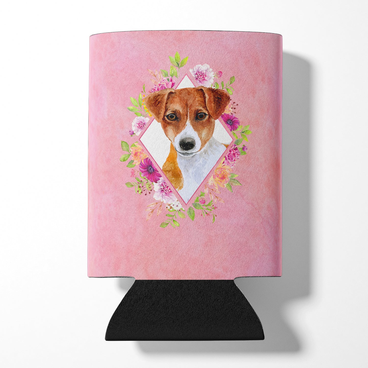 Jack Russell Terrier #2 Pink Flowers Can or Bottle Hugger CK4156CC  the-store.com.