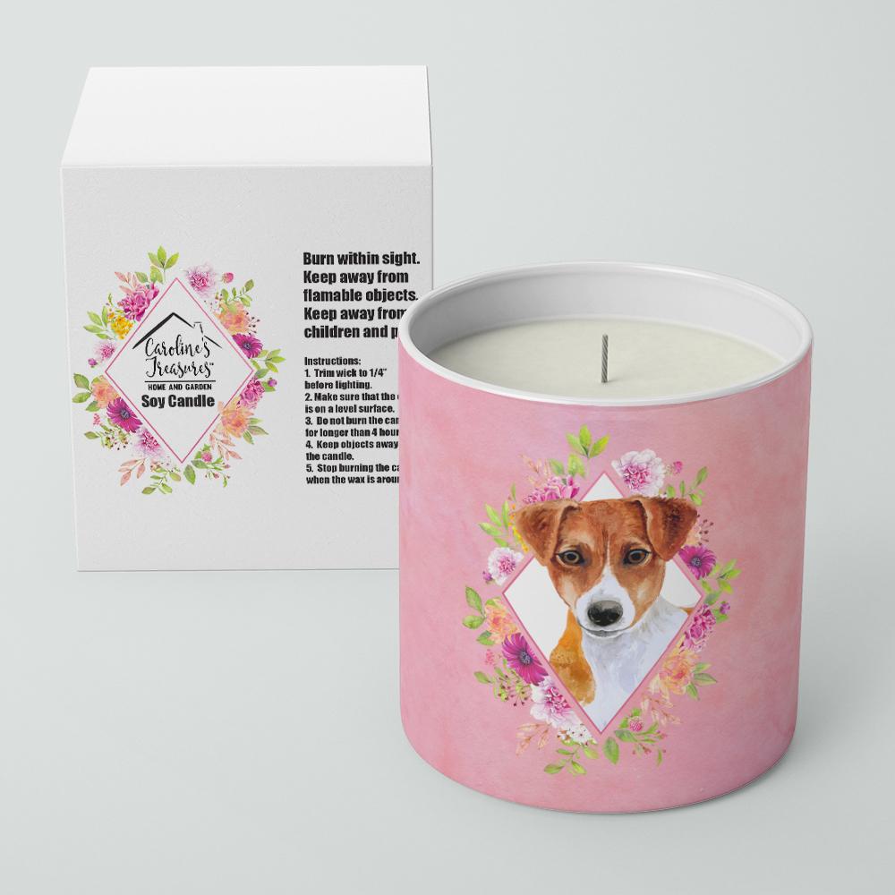 Jack Russell Terrier #2 Pink Flowers 10 oz Decorative Soy Candle CK4156CDL by Caroline's Treasures