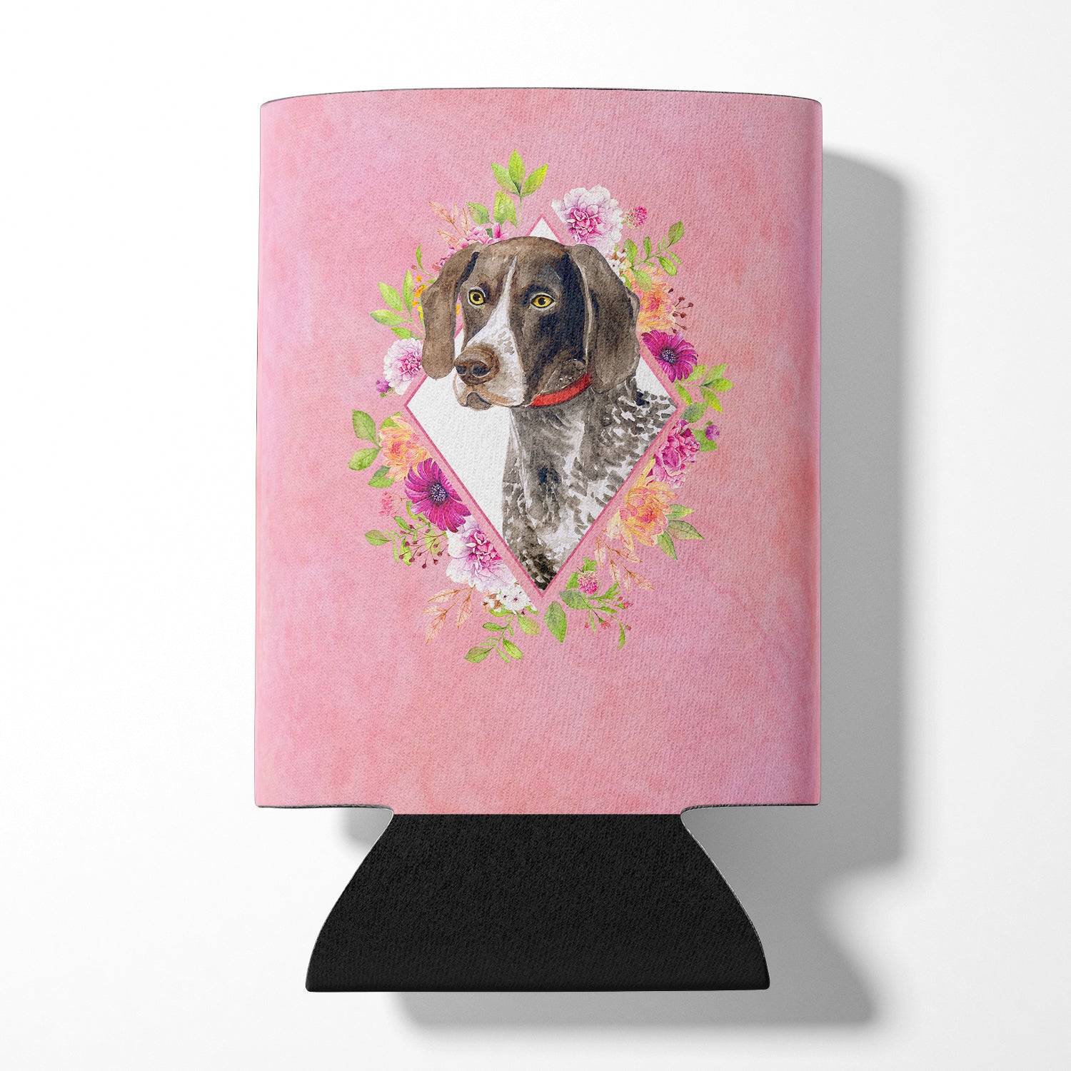 German Shorthaired Pointer Pink Flowers Can or Bottle Hugger CK4157CC  the-store.com.