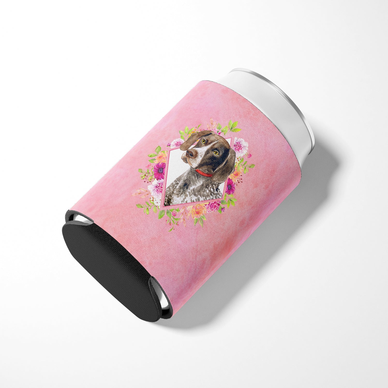 German Shorthaired Pointer Pink Flowers Can or Bottle Hugger CK4157CC  the-store.com.