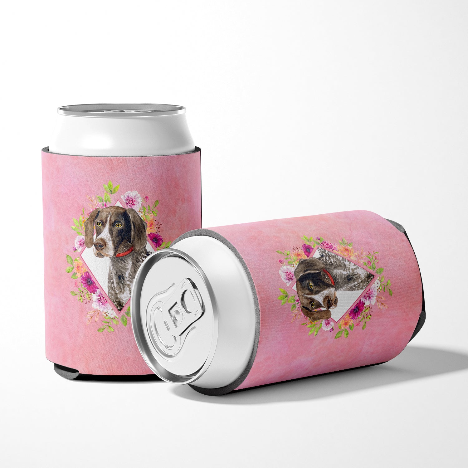 German Shorthaired Pointer Pink Flowers Can or Bottle Hugger CK4157CC  the-store.com.