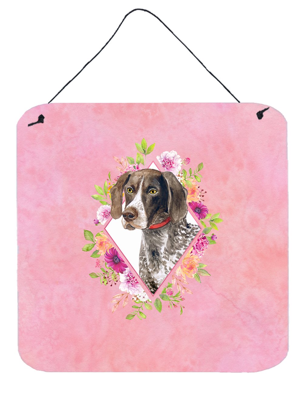 German Shorthaired Pointer Pink Flowers Wall or Door Hanging Prints CK4157DS66 by Caroline's Treasures