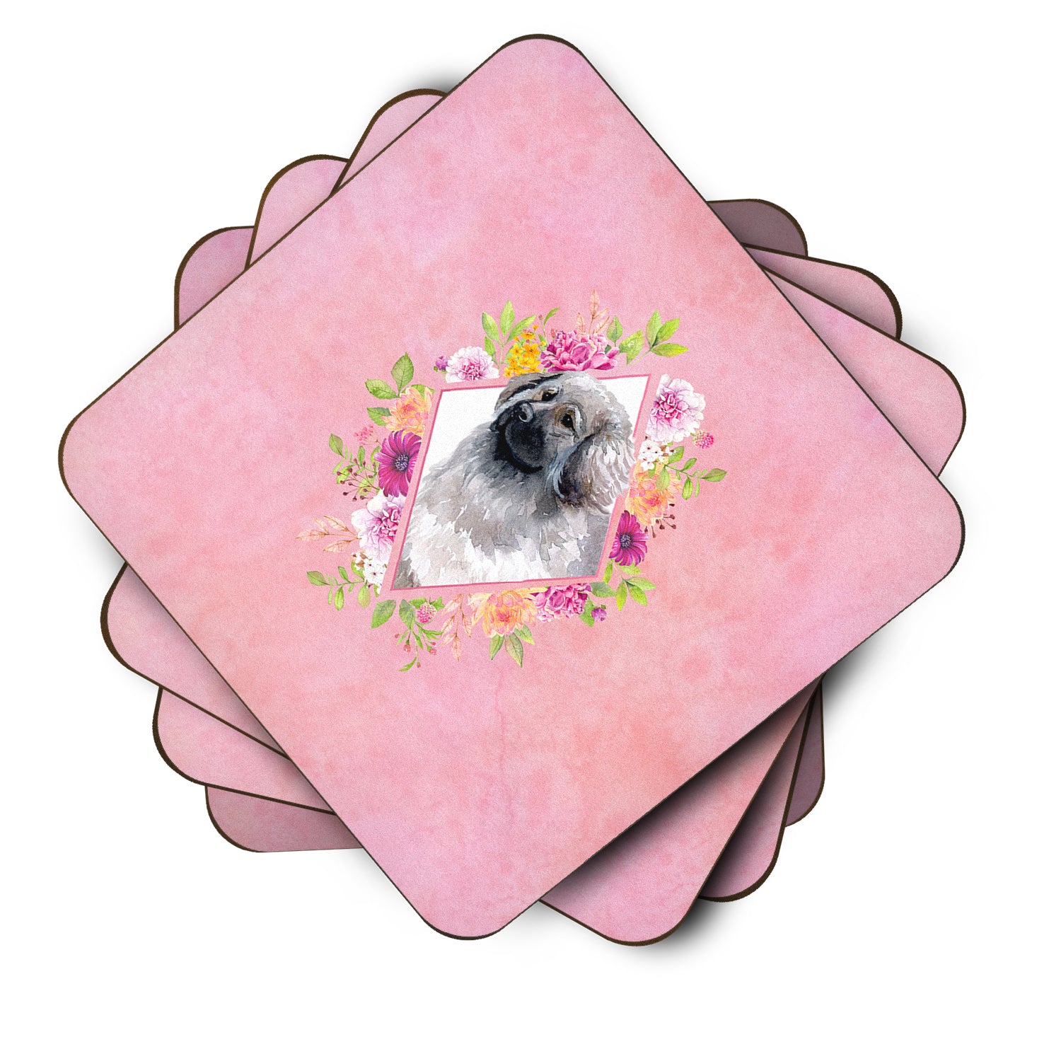 Set of 4 Moscow Watchdog Pink Flowers Foam Coasters Set of 4 CK4162FC - the-store.com