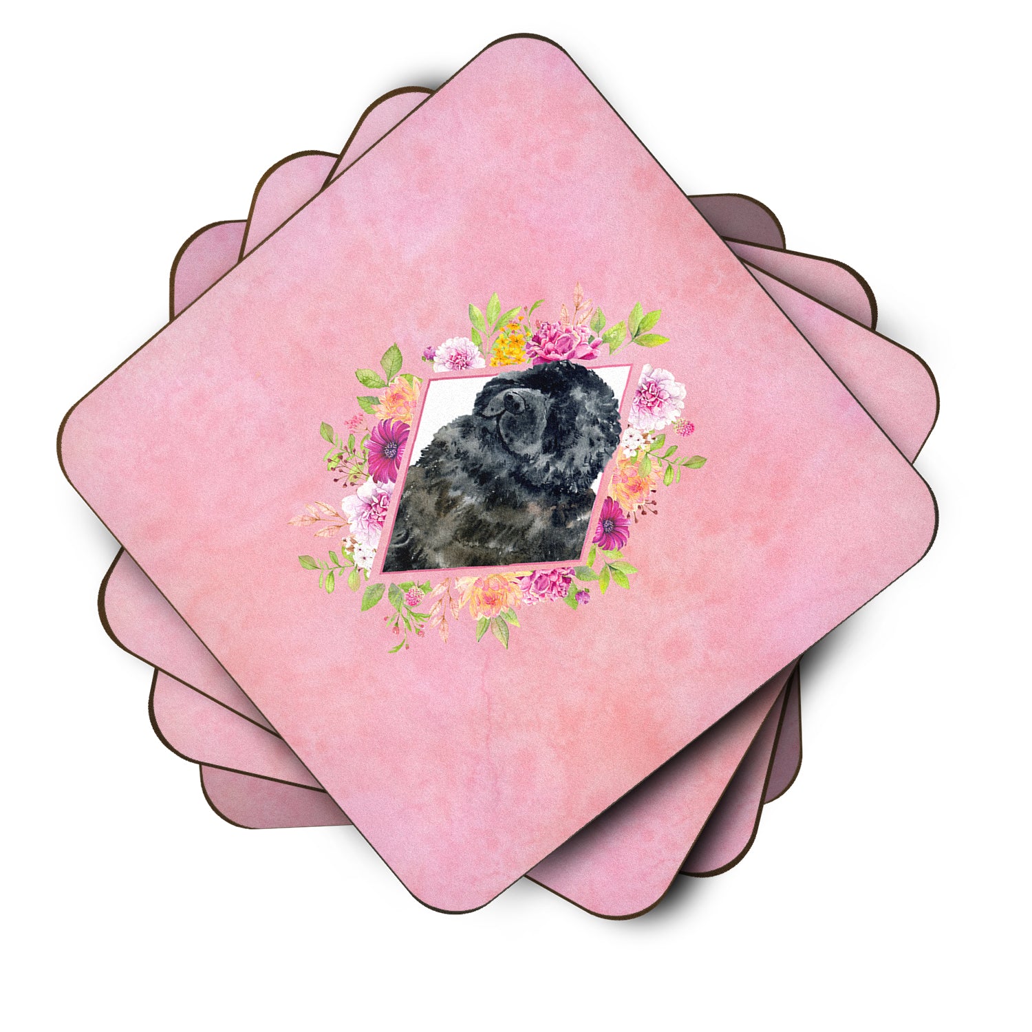 Set of 4 Newfoundland Pink Flowers Foam Coasters Set of 4 CK4163FC - the-store.com