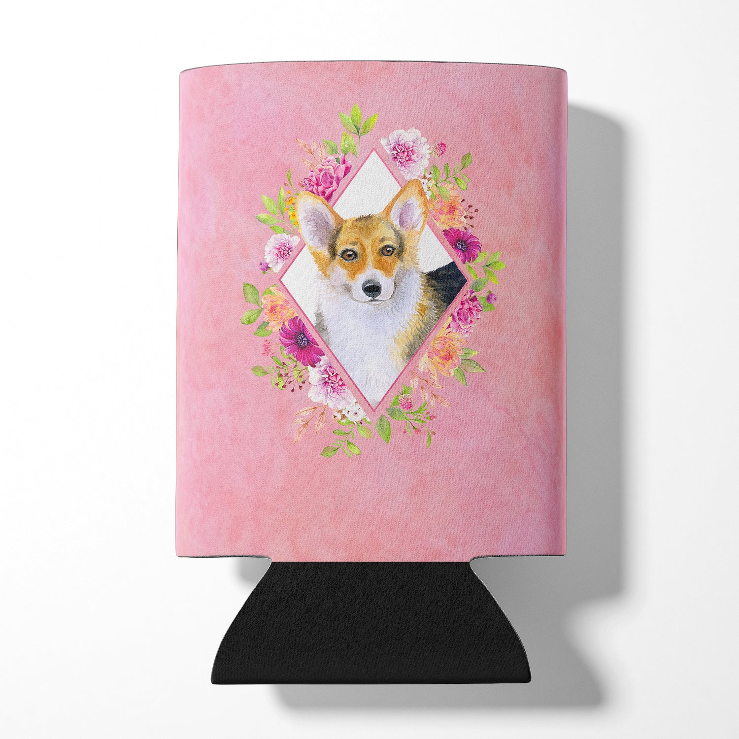 Corgi Pink Flowers Can or Bottle Hugger CK4167CC  the-store.com.