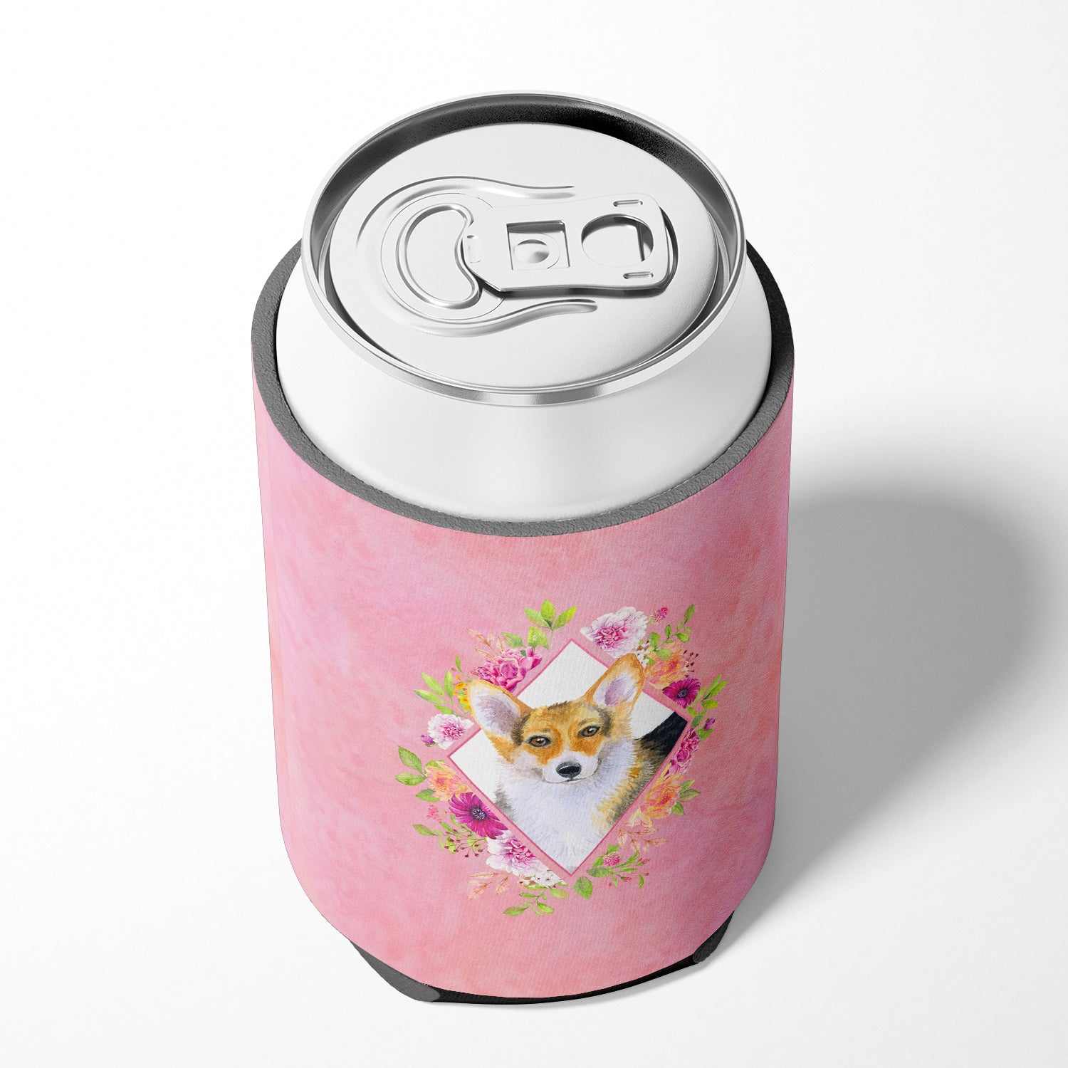 Corgi Pink Flowers Can or Bottle Hugger CK4167CC  the-store.com.