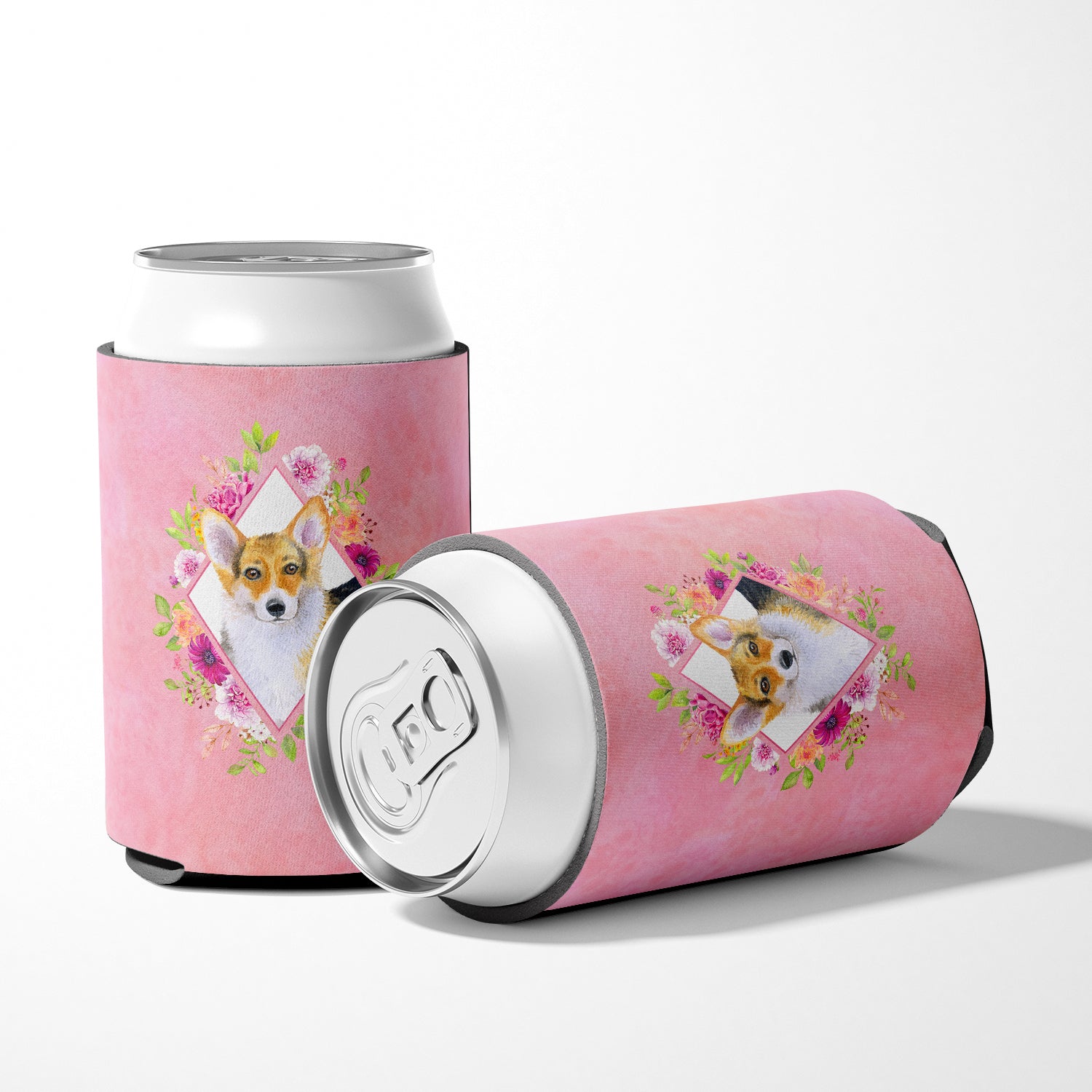 Corgi Pink Flowers Can or Bottle Hugger CK4167CC  the-store.com.