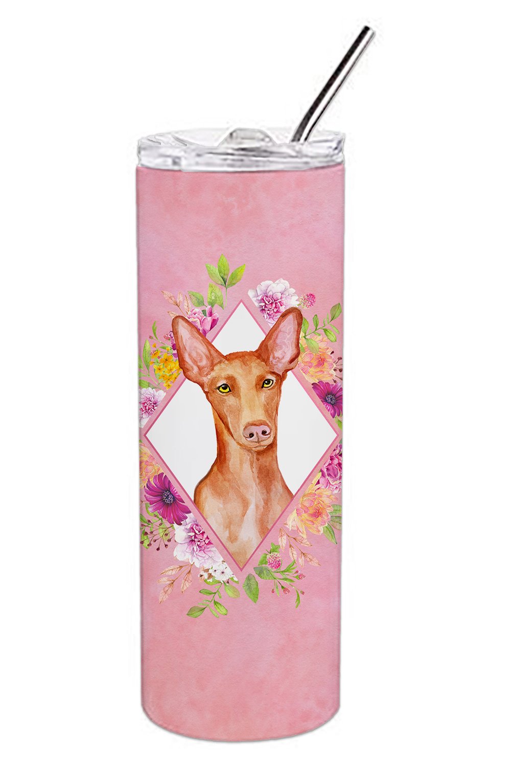 Pharaoh Hound Pink Flowers Double Walled Stainless Steel 20 oz Skinny Tumbler CK4168TBL20 by Caroline's Treasures