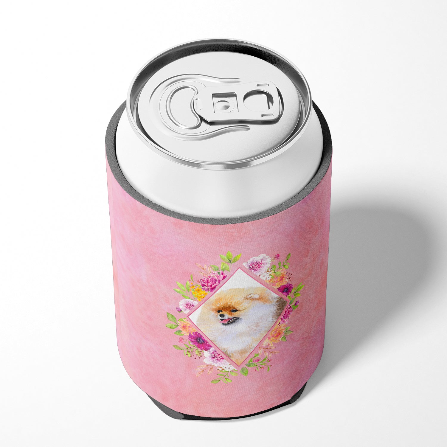 Pomeranian #2 Pink Flowers Can or Bottle Hugger CK4170CC  the-store.com.