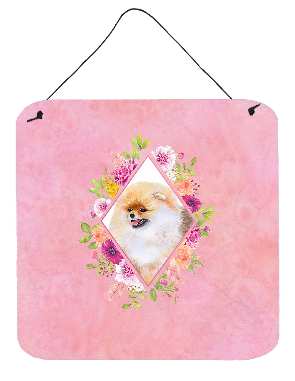 Pomeranian #2 Pink Flowers Wall or Door Hanging Prints CK4170DS66 by Caroline's Treasures