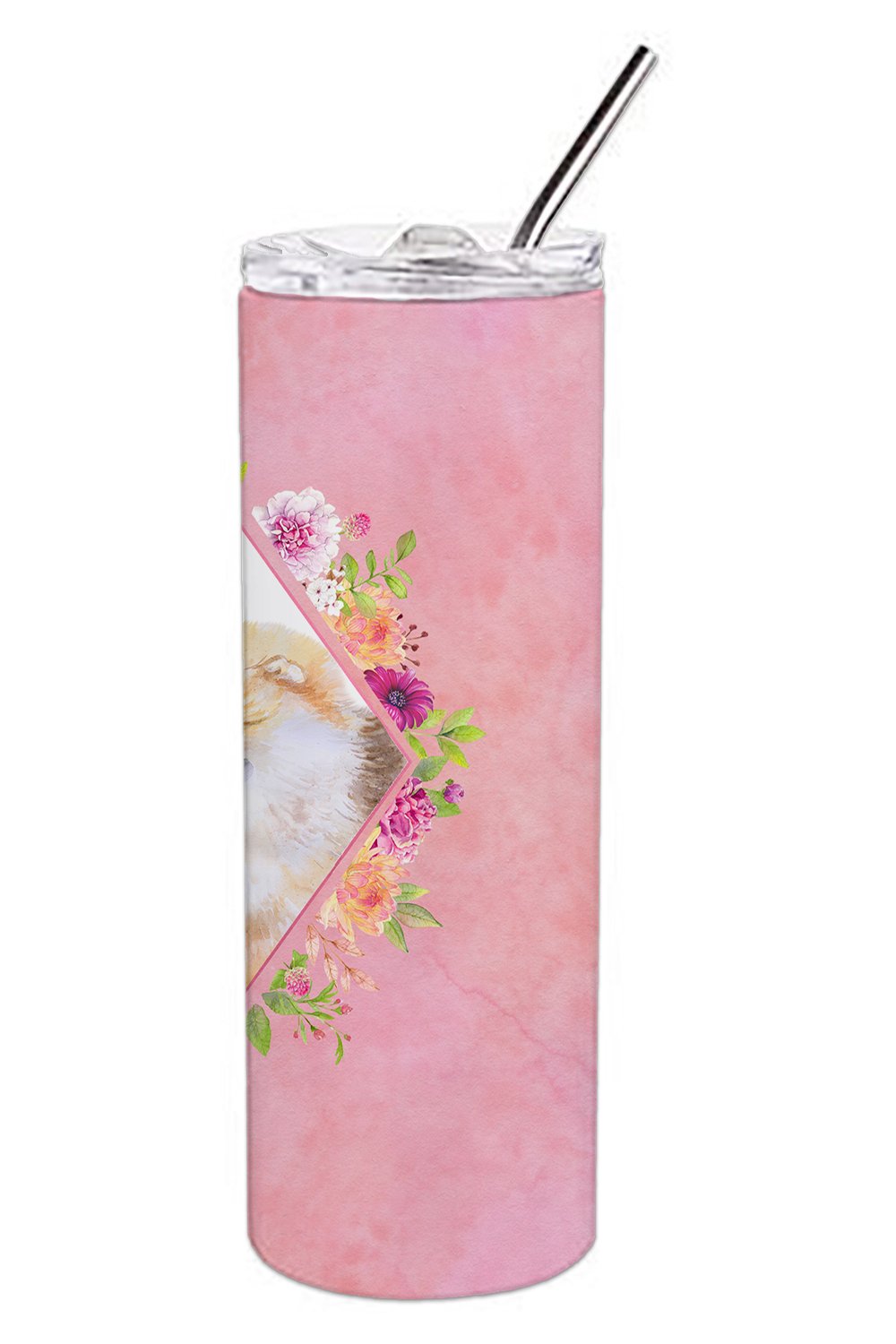 Pomeranian #2 Pink Flowers Double Walled Stainless Steel 20 oz Skinny Tumbler CK4170TBL20 by Caroline's Treasures