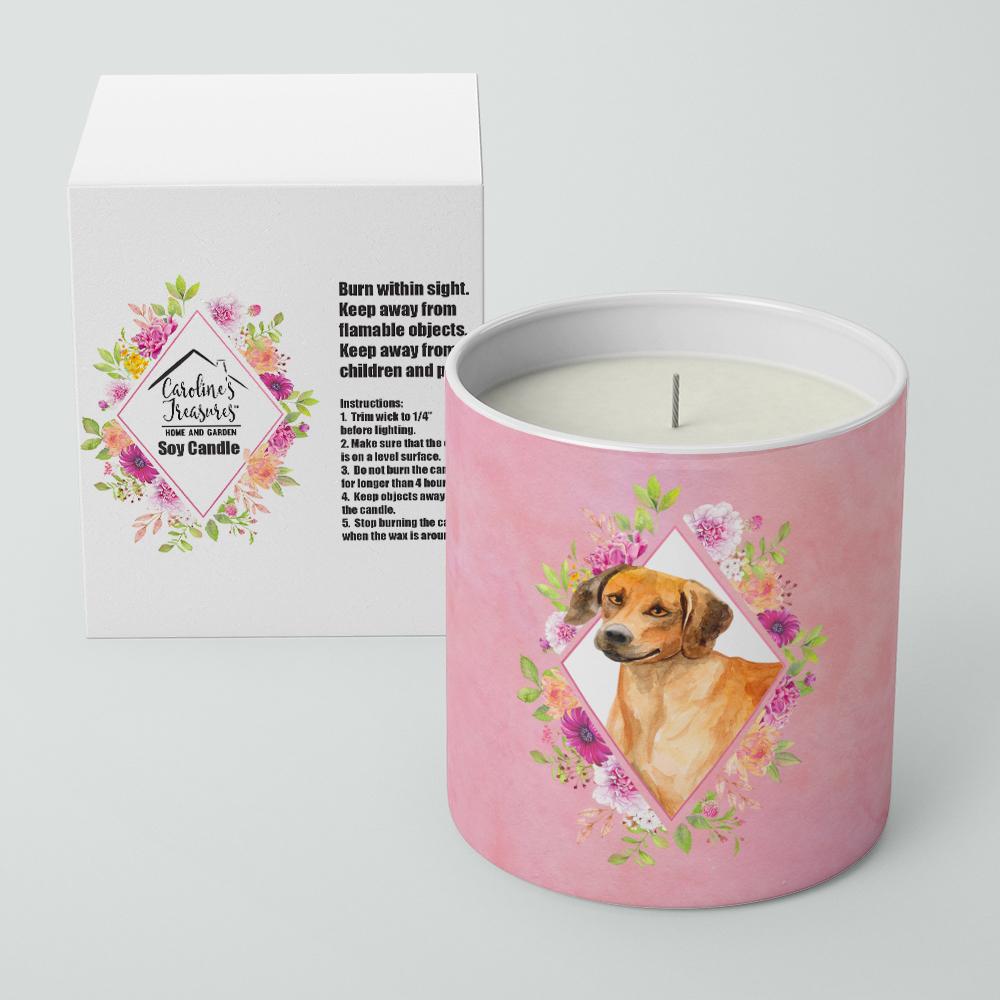 Rhodesian Ridgeback Pink Flowers 10 oz Decorative Soy Candle CK4175CDL by Caroline's Treasures