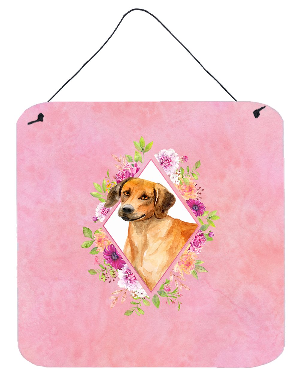 Rhodesian Ridgeback Pink Flowers Wall or Door Hanging Prints CK4175DS66 by Caroline's Treasures