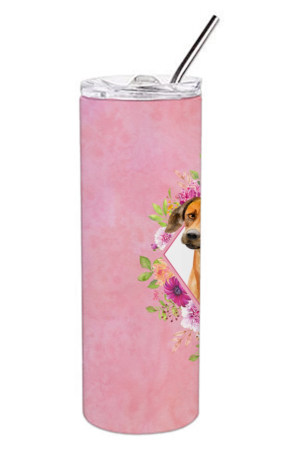 Rhodesian Ridgeback Pink Flowers Double Walled Stainless Steel 20 oz Skinny Tumbler CK4175TBL20 by Caroline's Treasures