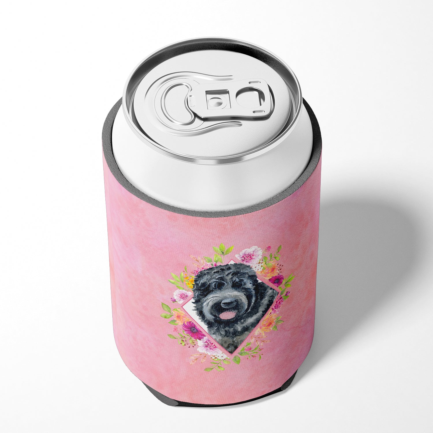 Russian Black Terrier Pink Flowers Can or Bottle Hugger CK4176CC  the-store.com.