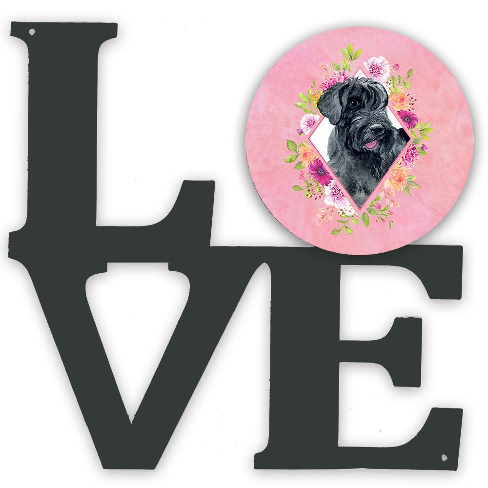 Giant Schnauzer Pink Flowers Metal Wall Artwork LOVE CK4178WALV by Caroline&#39;s Treasures