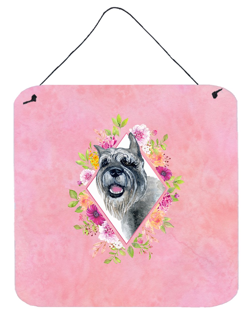 Schnauzer Pink Flowers Wall or Door Hanging Prints CK4179DS66 by Caroline's Treasures