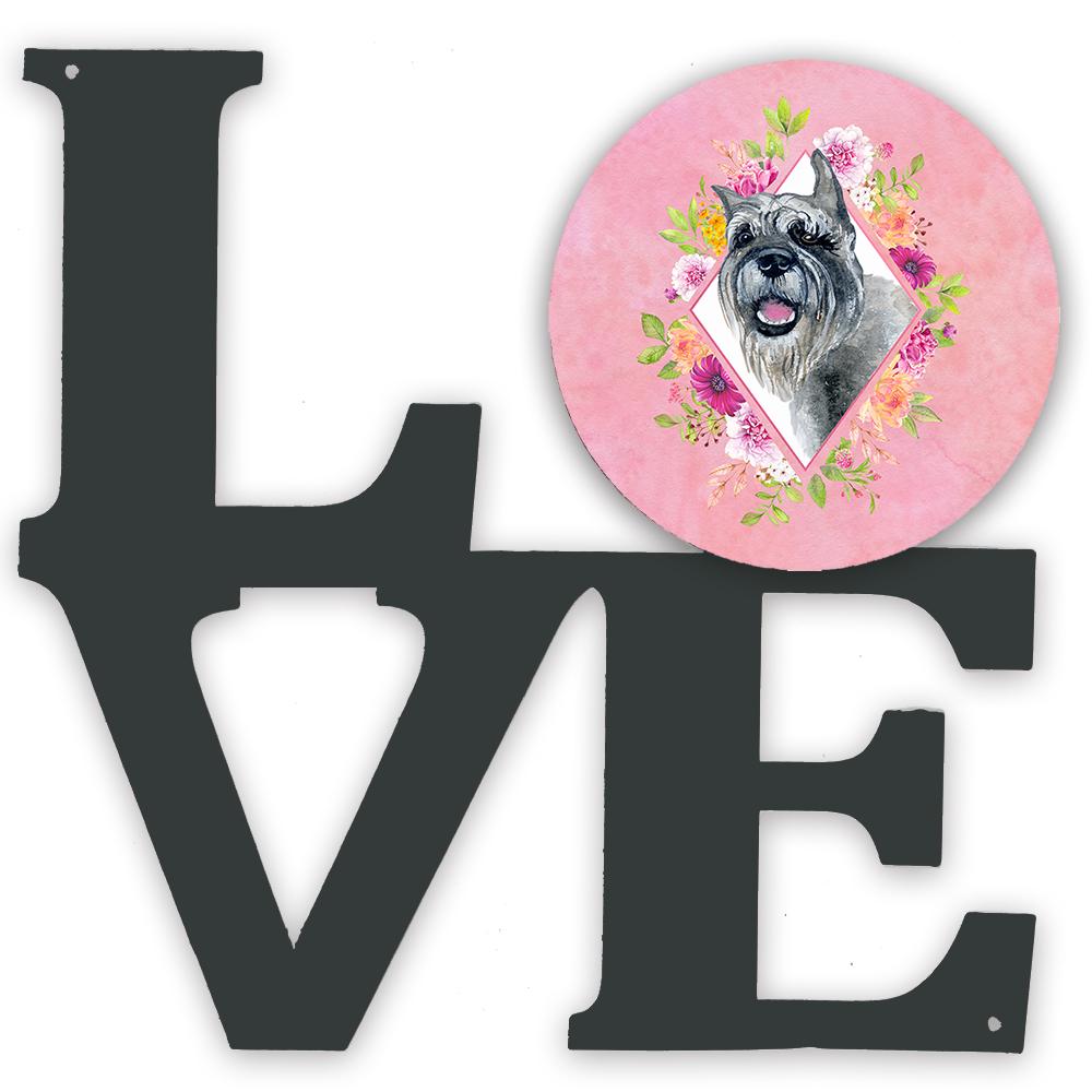 Schnauzer Pink Flowers Metal Wall Artwork LOVE CK4179WALV by Caroline's Treasures