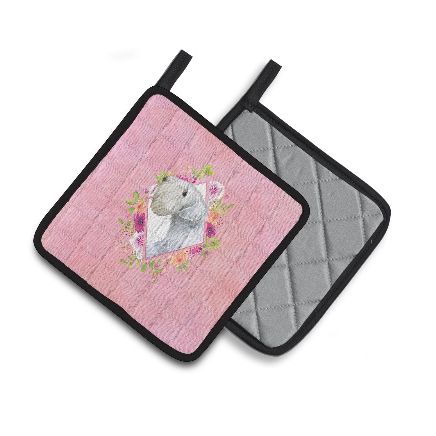 Sealyham Terrier Pink Flowers Pair of Pot Holders CK4180PTHD by Caroline's Treasures