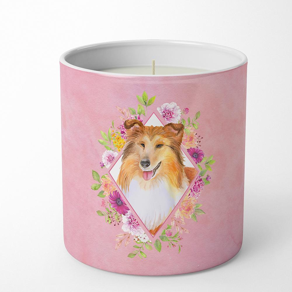 Sheltie Shetland Sheepdog Pink Flowers 10 oz Decorative Soy Candle CK4182CDL by Caroline&#39;s Treasures