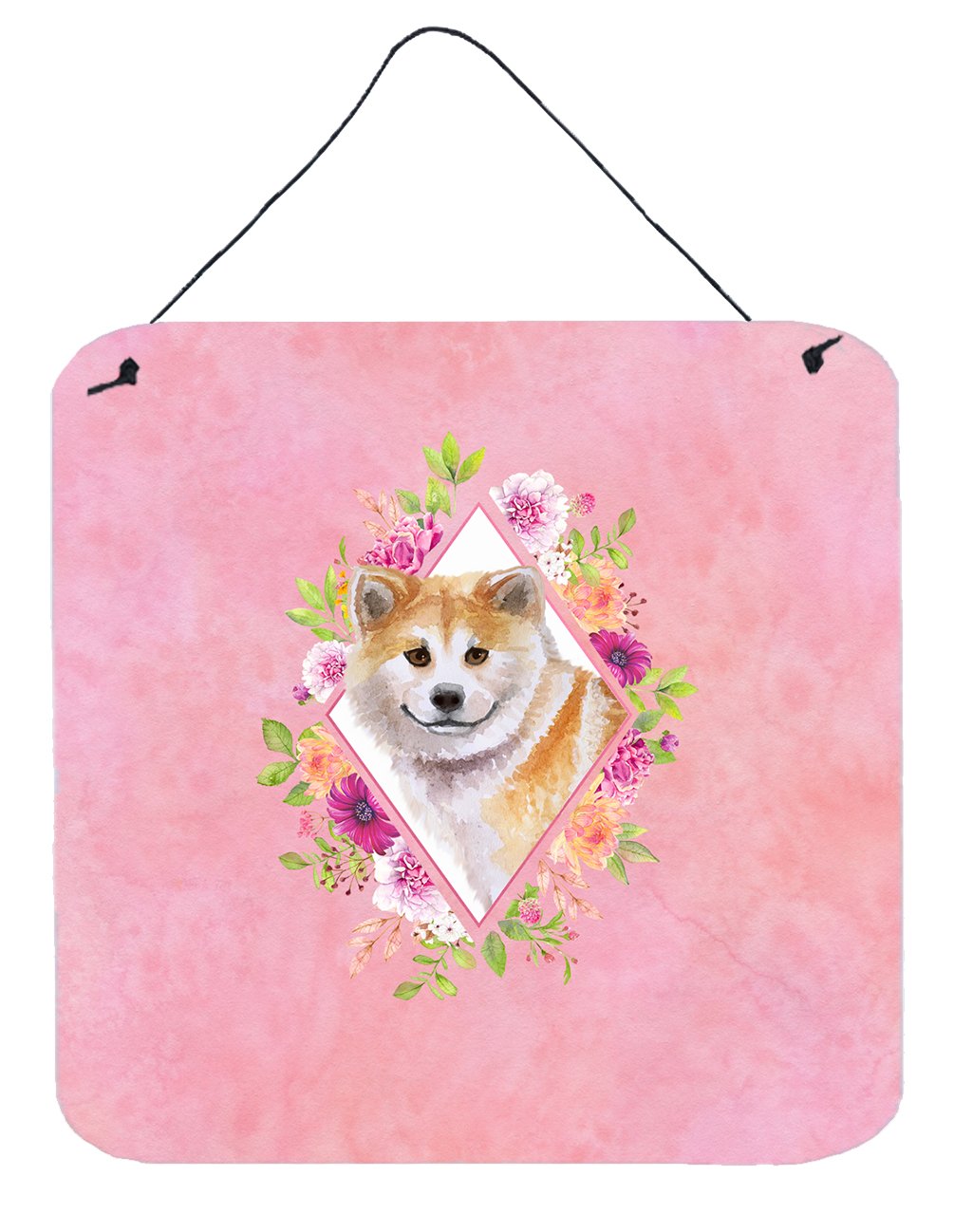 Shiba Inu Pink Flowers Wall or Door Hanging Prints CK4183DS66 by Caroline's Treasures