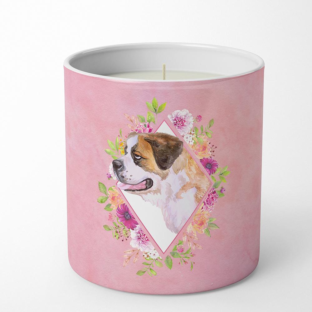 Saint Bernard #1 Pink Flowers 10 oz Decorative Soy Candle CK4186CDL by Caroline's Treasures