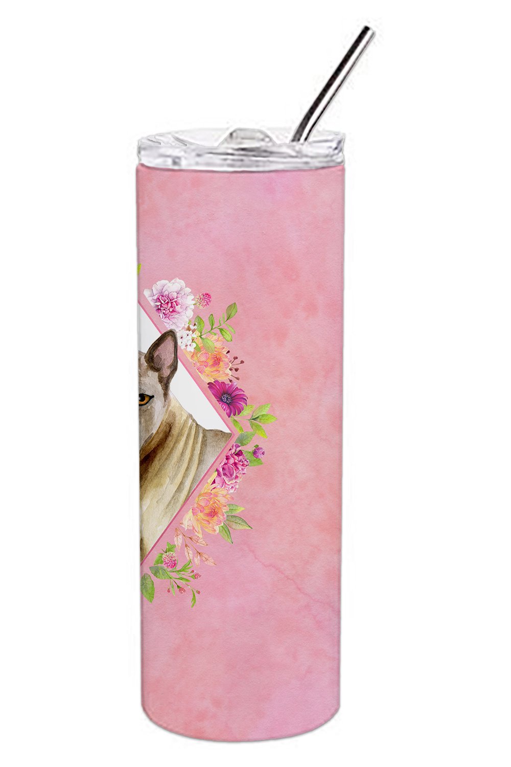 Thai Ridgeback Pink Flowers Double Walled Stainless Steel 20 oz Skinny Tumbler CK4188TBL20 by Caroline's Treasures