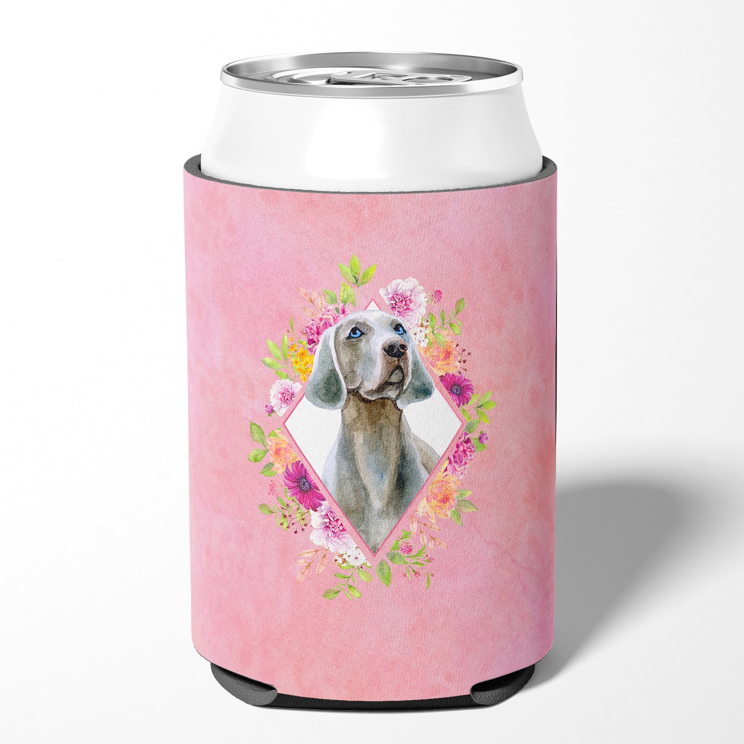 Weimaraner Pink Flowers Can or Bottle Hugger CK4191CC  the-store.com.