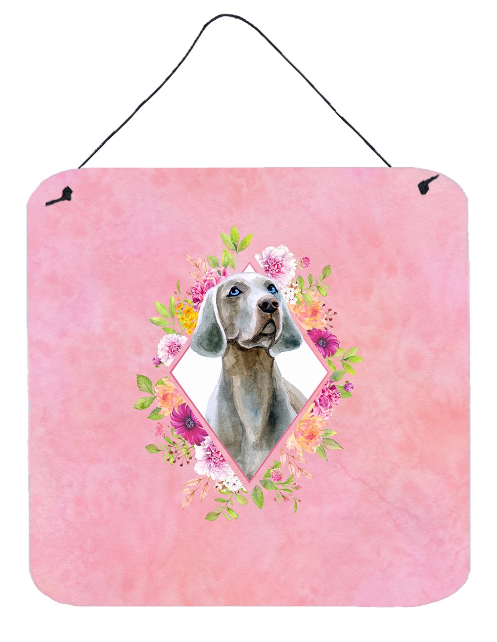 Weimaraner Pink Flowers Wall or Door Hanging Prints CK4191DS66 by Caroline's Treasures