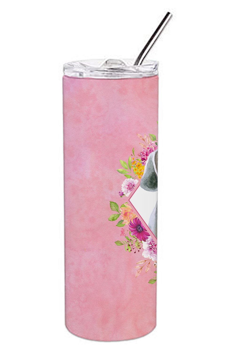 Weimaraner Pink Flowers Double Walled Stainless Steel 20 oz Skinny Tumbler CK4191TBL20 by Caroline's Treasures