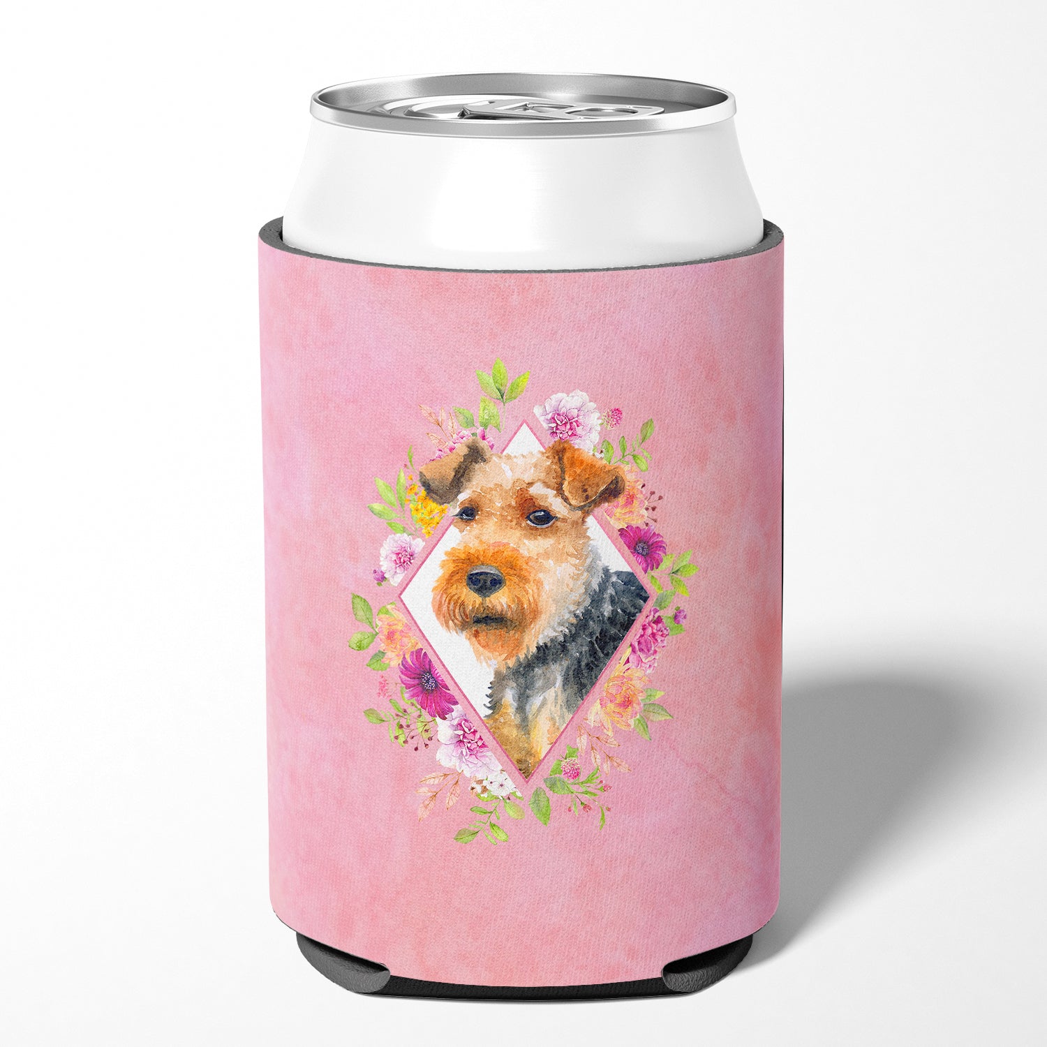 Welsh Terrier Pink Flowers Can or Bottle Hugger CK4192CC  the-store.com.