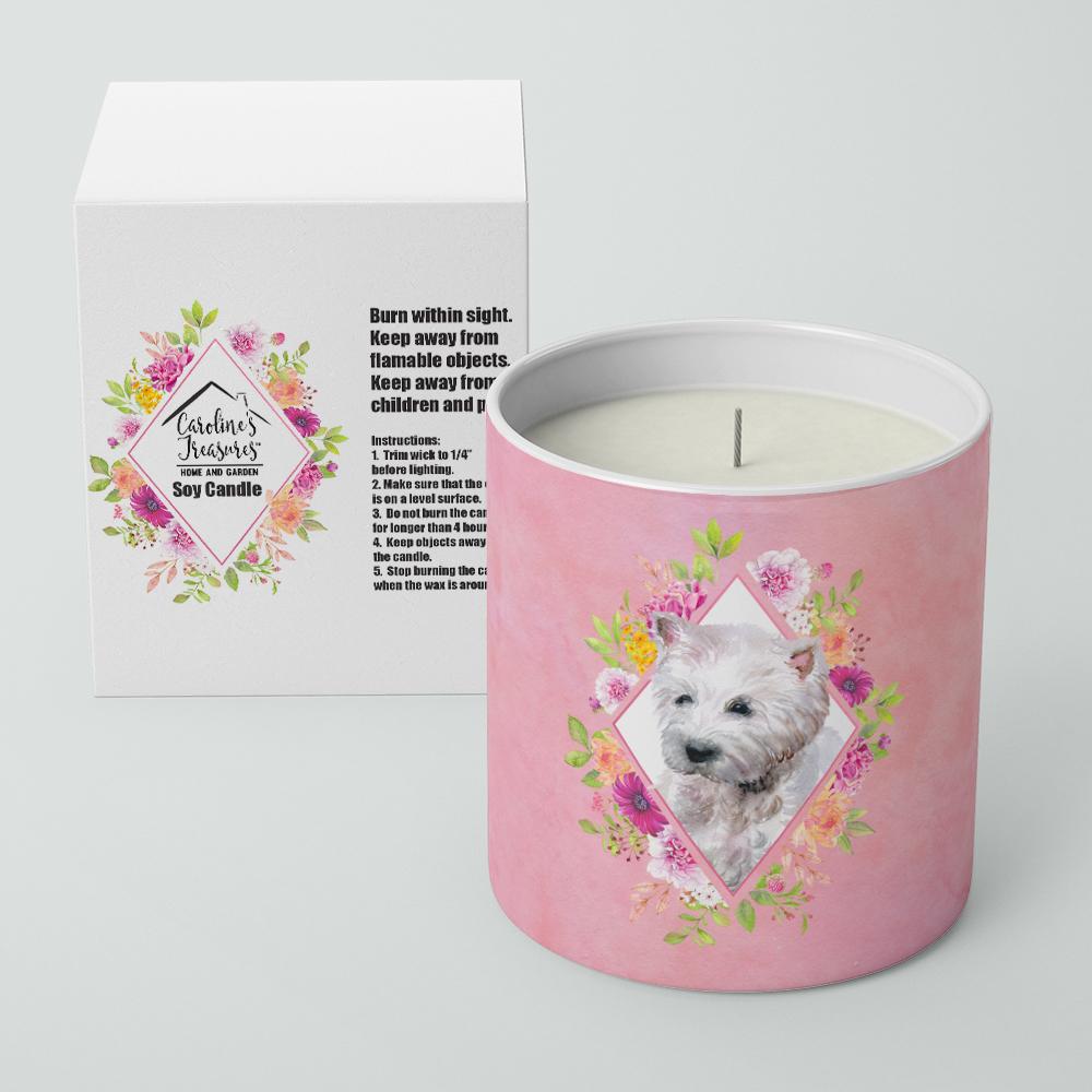 West Highland White Terrier Pink Flowers 10 oz Decorative Soy Candle CK4193CDL by Caroline's Treasures