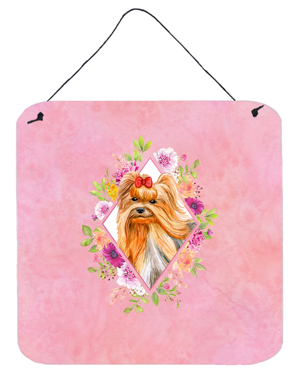 Yorkshire Terrier #2 Pink Flowers Wall or Door Hanging Prints CK4195DS66 by Caroline's Treasures