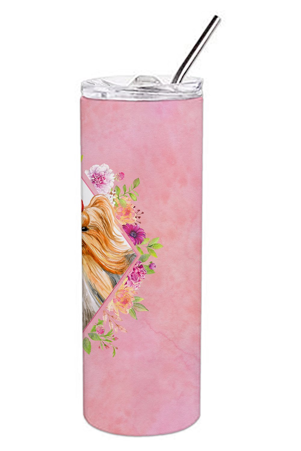 Yorkshire Terrier #2 Pink Flowers Double Walled Stainless Steel 20 oz Skinny Tumbler CK4195TBL20 by Caroline's Treasures