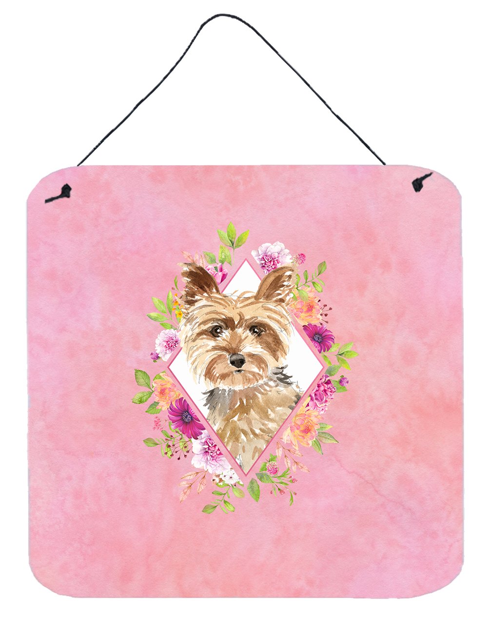 Yorkie Pink Flowers Wall or Door Hanging Prints CK4197DS66 by Caroline's Treasures