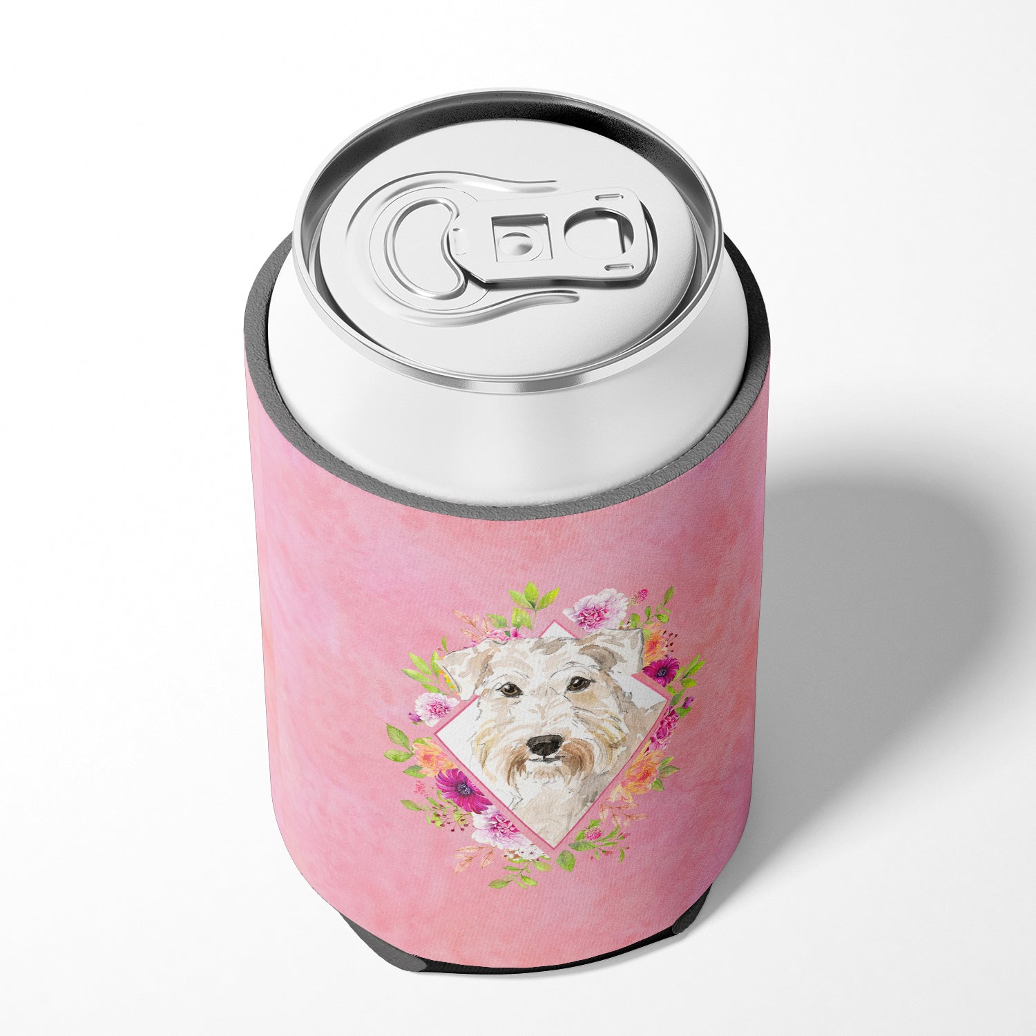 Wheaten Terrier Pink Flowers Can or Bottle Hugger CK4202CC  the-store.com.