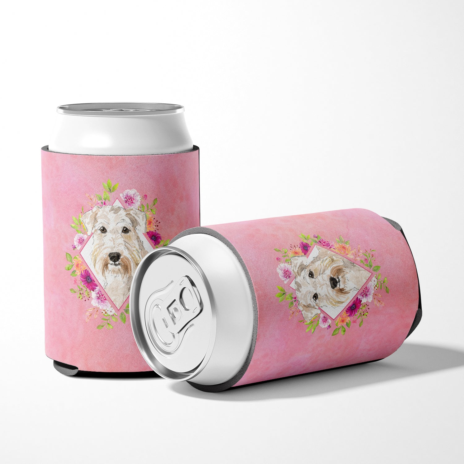 Wheaten Terrier Pink Flowers Can or Bottle Hugger CK4202CC  the-store.com.