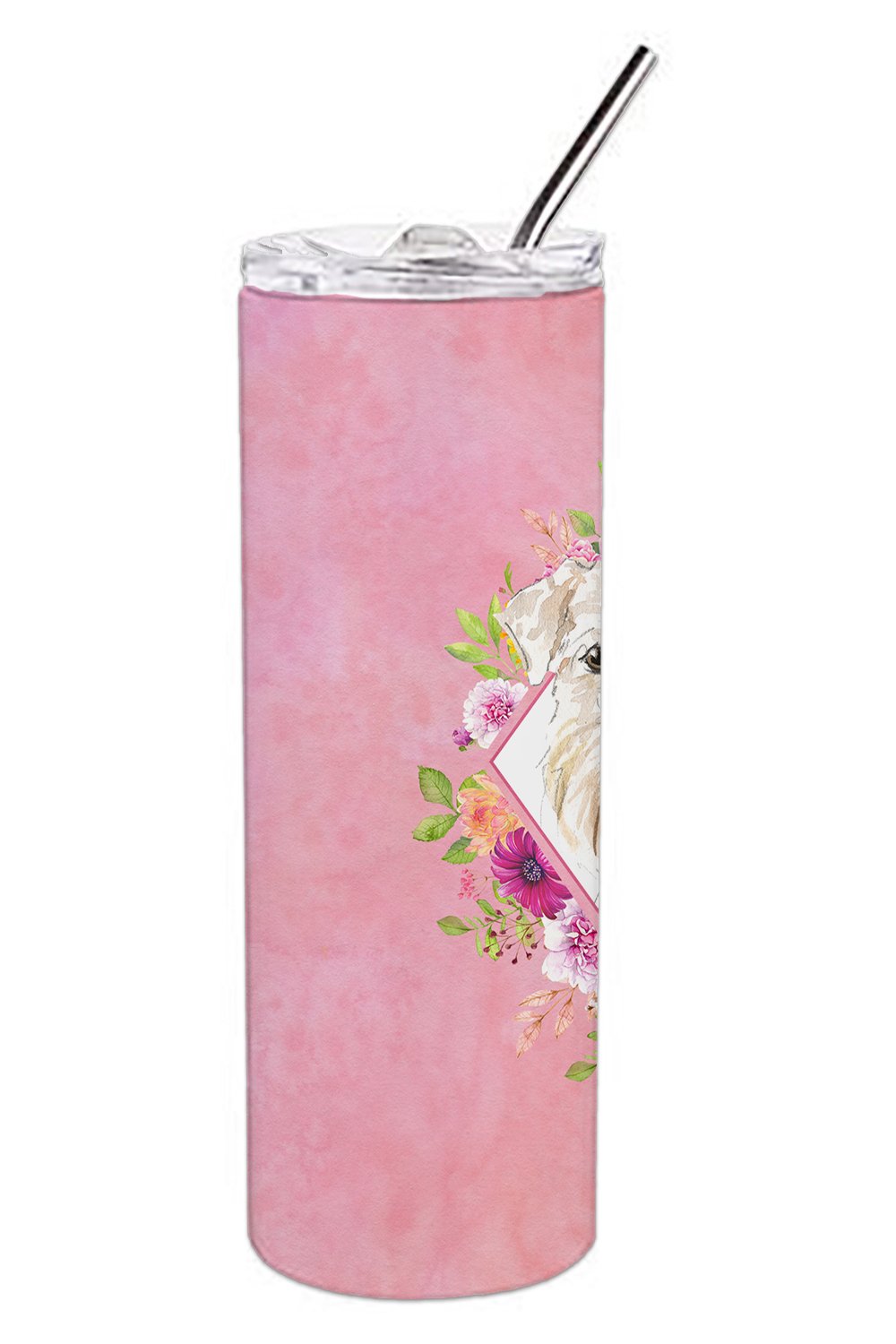 Wheaten Terrier Pink Flowers Double Walled Stainless Steel 20 oz Skinny Tumbler CK4202TBL20 by Caroline's Treasures