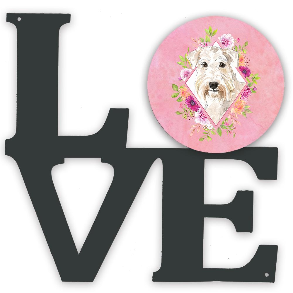 Wheaten Terrier Pink Flowers Metal Wall Artwork LOVE CK4202WALV by Caroline's Treasures