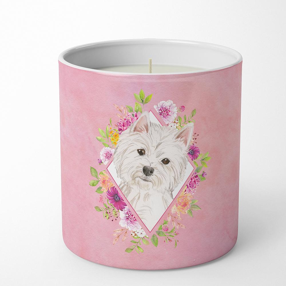 Westie  Pink Flowers 10 oz Decorative Soy Candle CK4203CDL by Caroline's Treasures