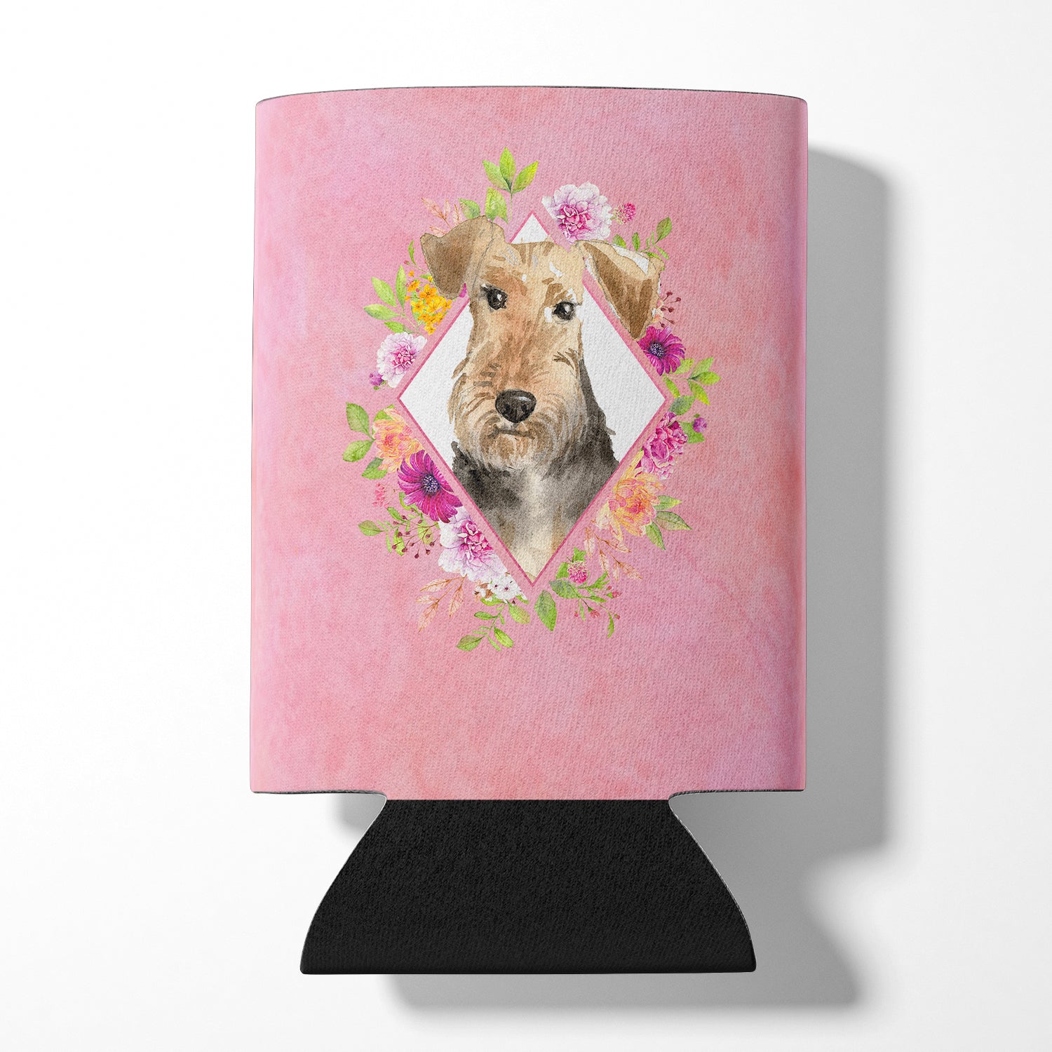 Airedale Terrier Pink Flowers Can or Bottle Hugger CK4204CC  the-store.com.